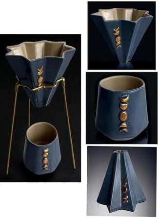 SODEF Handmade Ceramic V60 Dripper for Filter Coffee Brewing, Blue, 0-199ml Capacity, E60 Coffee Maker - Image 3