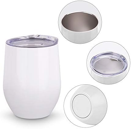 PYD Life 6 Pack Sublimation Blanks Wine Tumblers Cups with Lid White 12 OZ - Image 4