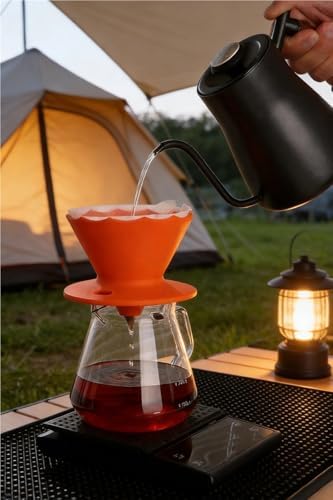 Food Grade Silicone Collapsible Coffee V60 Filter, Reusable Dripping Funnel Cup Portable Travel(Black) - Image 5