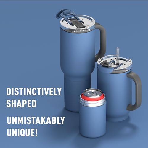 ASOBU DUPLEX 2-in-1 Travel Mug and Beer Can Holder Enjoy hot and cold drinks simultaneously -22 oz Hot Coffee or Tea Tumbler with Attached 12 oz Cold Can Holder for Beer or Soda, Slate Gray - Image 3