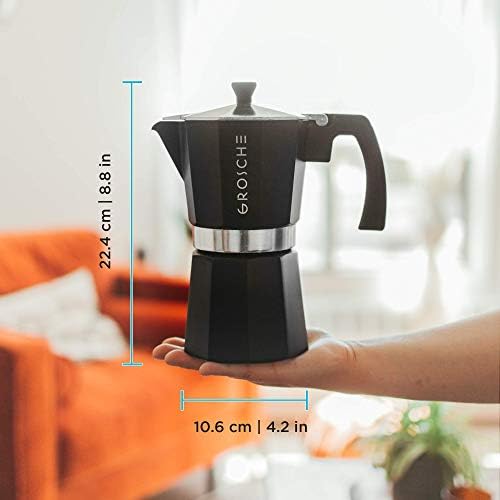 GROSCHE Milano Stovetop Espresso Maker Moka pot 9 espresso Cup - 15.2 oz, Black and 3 Replacement Seals Gaskets Bundle Stove top coffee maker Moka Italian espresso coffee maker and replacement gaskets - Image 4