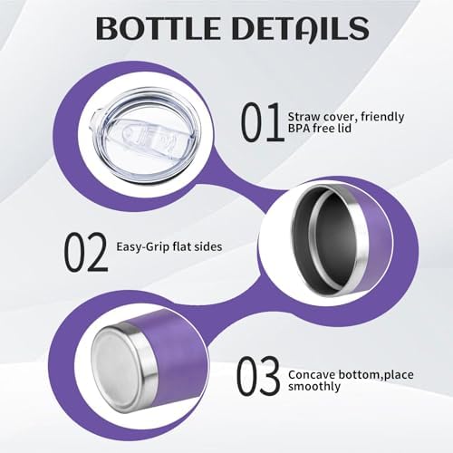 DIW 20oz Insulated Tumbler Bulk Travel Coffee Mug with Lid(Purple,4 Pack) - Image 5