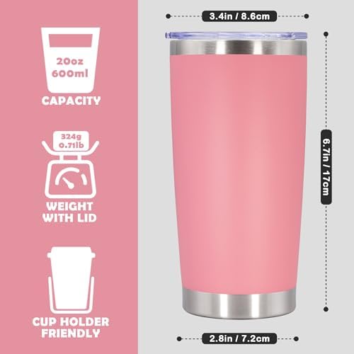 20oz Tumbler Stainless Steel Tumbler Coffee Tumbler with Lid Pink, 4P - Image 4