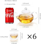 Glass Teapot 600ml/20.3oz with 6pcs Double Wall Teacups Removable Infuser Stovetop Safe Glass Tea Kettle Loose Leaf and Blooming Tea Maker Set - Image 4