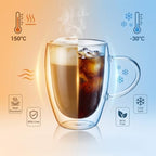 6 Pack Double Walled Glass Coffee Mugs with Handle - Image 3