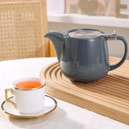 Ceramic Teapot With Stainless Steel Infuser, Heat Resistant, Perfect Tea Maker, Gray Teapot 500ml/17oz - Image 5