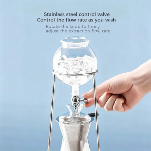 Cold Brew Coffee Maker Stainless Steel and Borosilicate Glass 400ML Slow Drop Technology with Adjustable Flow Rate 2-4 Cups of Iced Coffee Preparation - Image 4
