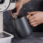 Milk Frother Cup Stainless Steel Coffee Milk Frothing Pitcher Jug Anti-scald Wood Grain Handle 304 Stainless Steel Mug Cup Professional Utensils(600ml Beige) - Image 6