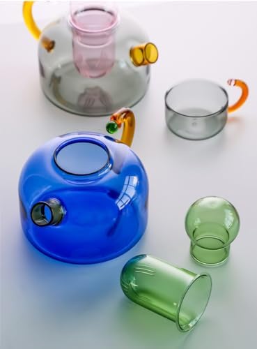 Glass Teapot Stovetop 13 OZ/400ml, Tea Pot with Removable Infuser, Colorful Clear Tea Kettle, Teapot Blooming and Loose Leaf Tea Maker Tea Brewer for Camping, Travel (Tea Pot-Blue) - Image 4