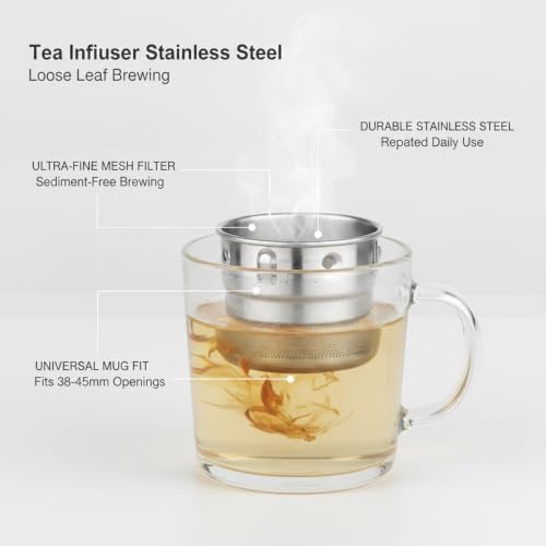 Stainless Steel Tea Infuser for Loose Leaf - Fine Mesh Strainer Fits Mugs & Cups (1.5-1.77 Inch Diameter) - Image 4