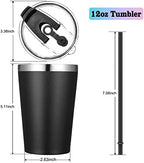 VEGOND 12oz Tumbler Stainless Steel Tumbler bulk Vacuum Insulated Double Wall Travel Tumbler with Lid and Straw Reusable Tumbler, Black 12 Pack - Image 4