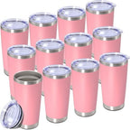 20oz Tumbler Insulated Tumblers Vacuum Coffee Mug with Lid Pink 12Pack by Unknown