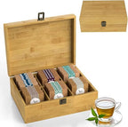 Tea Organizer Box Food Safe Chemical Free Bamboo Storage Chest Tall, Adjustable Cubbies (6-Slot 11" x 8.1" x 4.2" Blank) by ZenEarthInspired