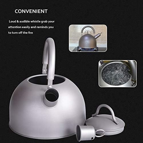 iBasingo 2L/ 67oz Titanium Whistling Tea Kettle for Gas Stove Ultralight Water Jug Outdoor Big Capacity Teapot Water Bottle with Folding Handle and Warning Buzzer for Camping Home Kitchen Ti3097D - Image 6