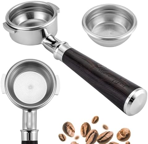 58mm Naked Bottomless Espresso Portafilter 2 Ears | Fits E61 of Faema/Rocket/Expobar and more | Stainless Steel Basket&Solid Wood Handle | Espresso Accessories (58mm Bottomless 2 Ear) by Unknown