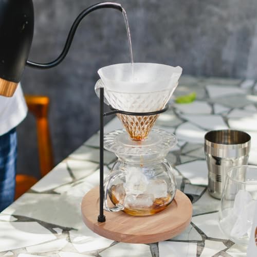 Wooden Base Coffee Dripper Rack, Iron Filter Cup Holder - Image 7