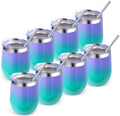 Volhoply 12oz Stainless Steel Wine Tumbler with Lid Bulk 8 Pack,Double Wall Vacuum Stemless Wine Glasses,Reusable Metal Travel Coffe Mug with Straw,Insulated Cup Gifts for Women（Purple Green,8 Set） by LiveFully%EF%BC%8CDrinkFreely%E2%80%94KeepGoingwithVolhoply%EF%BC%81
