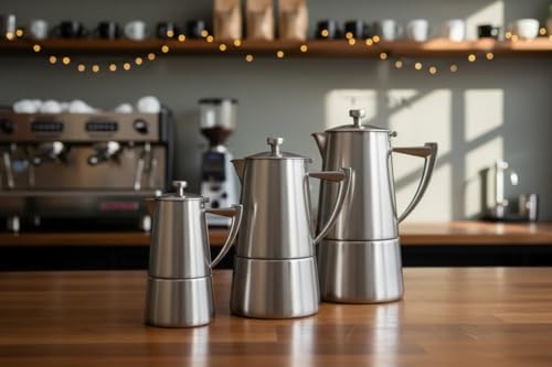 CUISINOX Roma Satin Stainless Steel Moka Pot Stovetop Espresso Maker, 10-Cup - Image 6