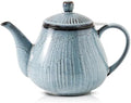 HVH 40 oz Porcelain Teapot with Stainless Steel Infuser, Ceramic Tea pot with Infuser for Loose Tea, Enough For 6 Cups, Striped Series (Wabi sabi) by HVH
