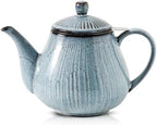 HVH 40 oz Porcelain Teapot with Stainless Steel Infuser, Ceramic Tea pot with Infuser for Loose Tea, Enough For 6 Cups, Striped Series (Wabi sabi) by HVH