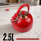V&L 2.6 Qt Red Whistling Tea Kettle for Stovetop - Image 3