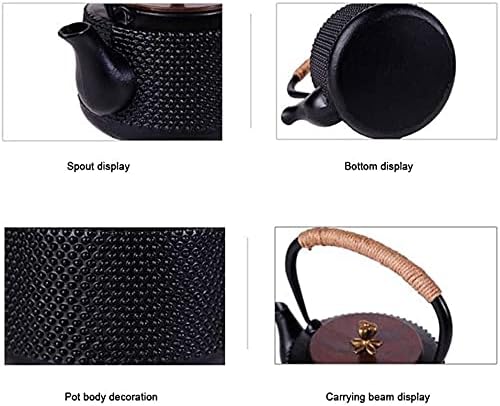 LJYT Teapot Japanese Style Teapot Cast Iron Teapot-exquisite Japanese Nail Design-black 1L - Image 3