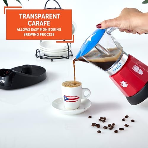 IMUSA 6 or 3 Cup Electric Boricua Espresso Coffee Maker, Red - Image 5
