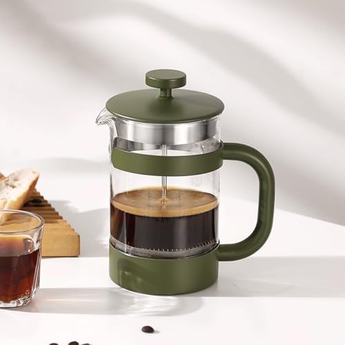 French Press Coffee Maker 3-level Filters Coffee And Tea Maker Durable Stainless Steel Frame, Thick Heat Resistant Glass Pot Multifunction Brewed Coffee Pot For Camping(/Green,350ml) - Image 2