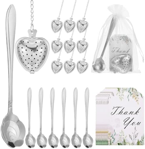 uxcell 25Set Bridal Shower Tea Party Favor Rose Spoon Heart Shape Silver by uxcell