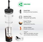 asobu ClearInsulation Flexi Straw Tumbler Marina a Tritan 28 oz Tumbler with 17 Oz Stainless Steel Insulated Sleeve for Ice Coffee or Hot Tea (Black) - Image 4