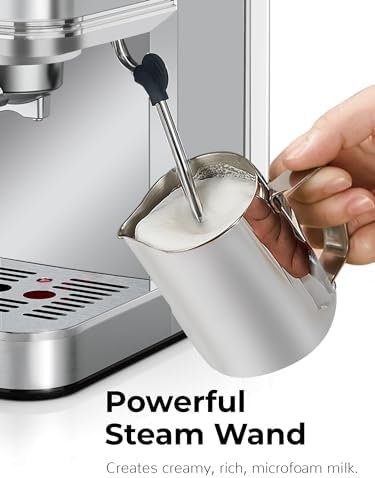 CHULUX Kompatto Espresso Machine 20 Bar with Milk Frother, Stainless Steel Automatic Espresso Coffee Machine for Home Latte & Cappuccino Maker, 40oz Removable Water Tank, 1350W - Image 4