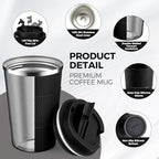 Volhoply 13 oz Stainless Steel Insulated Travel Coffee Mug with Fip Lid Bulk 4 Pack,Reusable Double Wall Vacuum Metal Coffee Cup,Portable Leak Proof Thermal Tumbler for Hot & Cold Drinks(Black,4) - Image 3