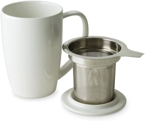 FORLIFE Curve Tall Tea Mug with Infuser and Lid 15 ounces, White - Image 4