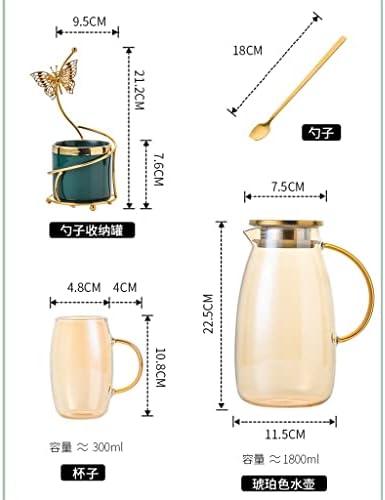 Water Utensils Cold Kettle Set Living Room Glass with Water Cup Nordic Family Hospitality Tea Cup Tea Set Storage (Color : A Size : 4-cup set) - Image 4