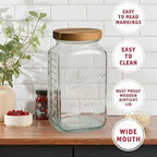 kitchentoolz 2 Gallon Glass Mason Jar with Airtight Wooden Lid – Wide Mouth Square Storage Container with Measurement Marks – Ideal for Pantry Organization, Dry Goods & Food Prep - Image 2