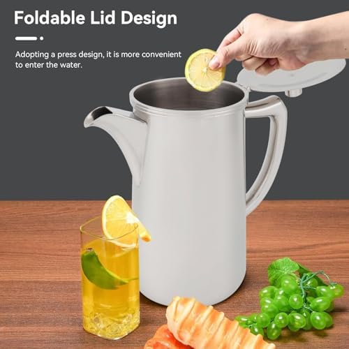 Stainless Steel Pitcher, 60.35oz 1.8 Liter Water Pitcher with Handle - Image 5