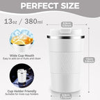 Volhoply 13 oz Stainless Steel Insulated Travel Coffee Mug with Fip Lid Bulk 8 Pack,Reusable Double Wall Vacuum Metal Coffee Cup,Portable Leak Proof Thermal Tumbler for Hot & Cold Drinks(White,8) - Image 2