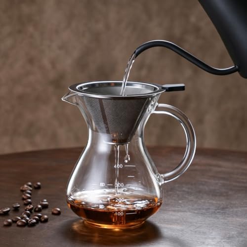 Pour Over Coffee Maker,Glass Coffee Carafe for Coffee Enthusiasts，400ml - Image 7