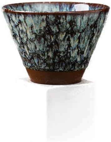 Ceramic Pedestal Coffee Cup, 7 Oz Flared Mug with Square Holder, 25 Colors (Slate Crackle) by Unknown