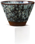 Ceramic Pedestal Coffee Cup, 7 Oz Flared Mug with Square Holder, 25 Colors (Slate Crackle) by Unknown