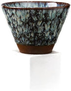Ceramic Pedestal Coffee Cup, 7 Oz Flared Mug with Square Holder, 25 Colors (Slate Crackle) by Unknown