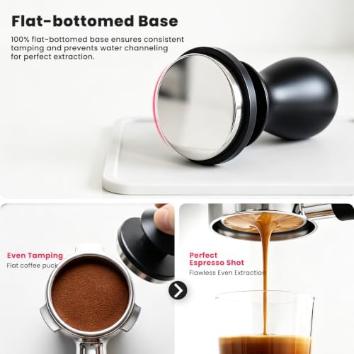 Self Leveling Spring Loaded Tamper 54mm with Ergonomic Handle and Flat Base - Image 5