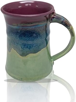 Clay in Motion Handmade Ceramic Mug 24 oz, Large Coffee Mug, Hand Painted Stoneware, Dishwasher Microwave & Oven Safe, Lead-Free, Made in USA Since 1981 (Mossy Creek) by Clay+in+Motion