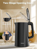 Electric Kettle, Double Wall 1.7L Stainless Steel Cool Touch, Water Boiler & Heater, 1500W Hot Tea Pot, Boil Dry Protection & Cordless Base, BPA-Free, Black - Image 4