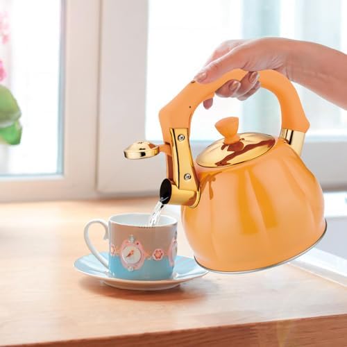 Stainless Steel Tea Kettle for Stove Top Teakettles Stovetop Whistling with Heat Proof Ergonomic Handle 2.5 Quart - Image 5