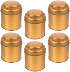 6pcs Double Lids Tea Tin Canisters Set Metal Airtight Storage Jars for Loose Leaf Tea Small Portable Kitchen Food Containers Matte Pink Gold by SAFIGLE