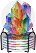 Watercolor Natural Prismatic Gemstone Cluster Ceramic Coaster by Unknown