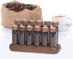 12 Pieces Coffee Bean Storage Tube Single Dose Airtight Glass Canister with Wooden Stand and Secure Lid for Organizing Dried Foods Suitable for Home, 6 Short and 6 Long - Image 3