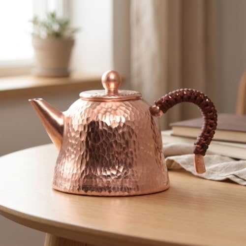 Copper Teapot Copper Kettle Copper Pot Copper Vessel With Traditional Craft Pure Copper Patina Potential And Rounded Shape Suitable for tea serving countertop display gifting 200ml - Image 6