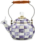 MACKENZIE-CHILDS Whistling Tea Kettle, Purple-and-White Violet Check by Unknown